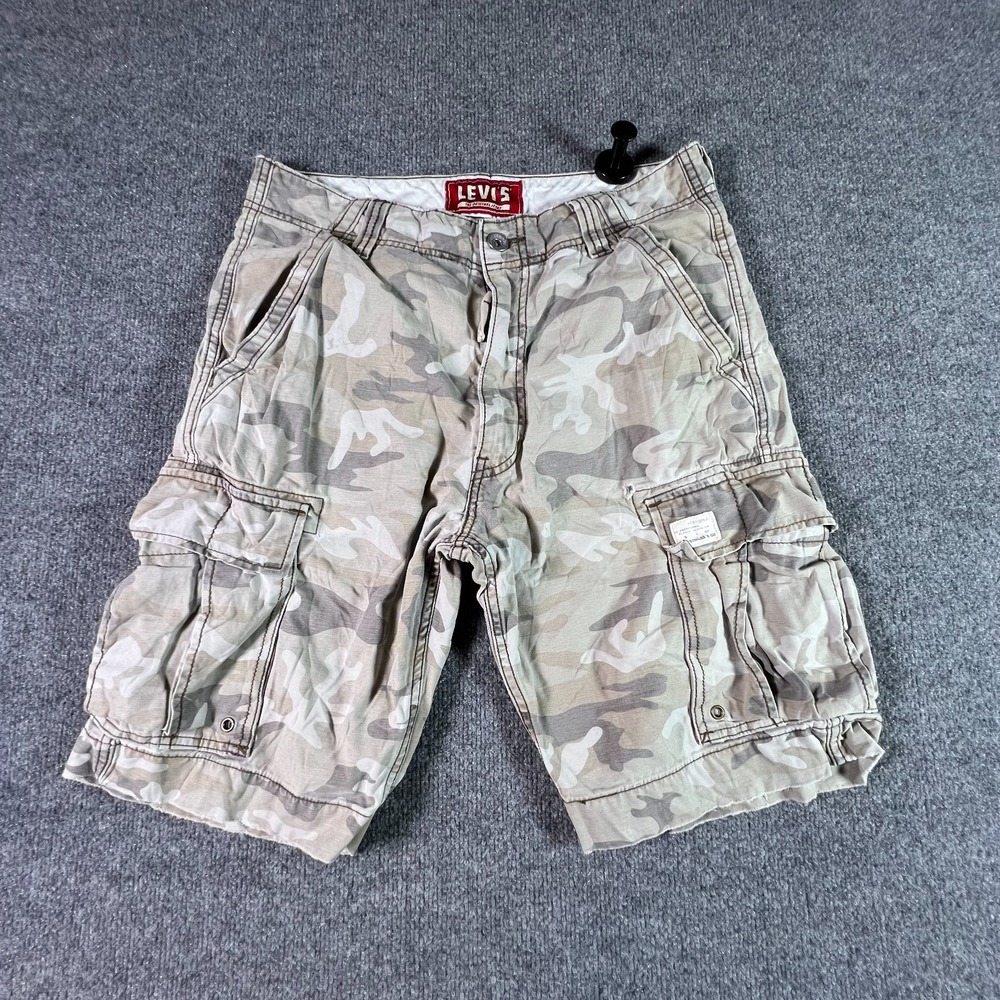 Levi's Cargo Shorts Men's 33" Waist Beige Desert Camo Utility Pockets Grunge Y2K